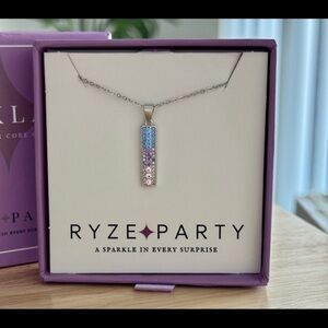 Ryze Party “Multi-Color CZ” Sterling Silver Bar Pendant Necklace